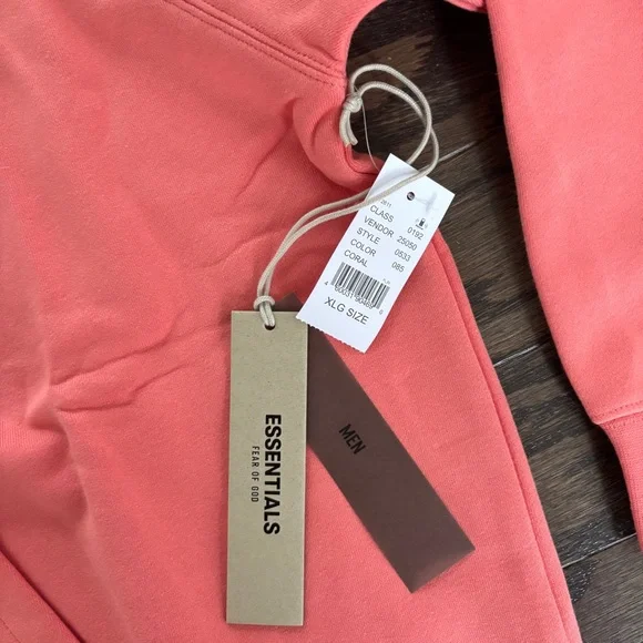 Fear of God Essentials Hoodie Pullover Coral XL NEW NWT Authentic - Picture 3 of 8